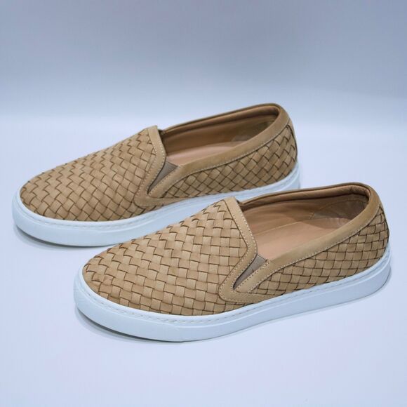 M. Gemi Beige Woven Leather Slip On Shoes Made in Italy ~ Women Size 7 (37.5EU) - Picture 1 of 16